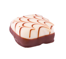 Chocolate with glaze on the white