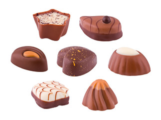 Set of chocolates on the white
