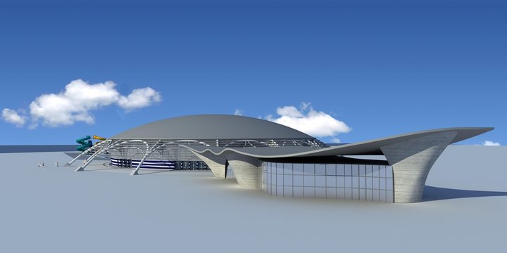 progetto palasport rendering 3d ingegneria architettura