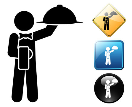 Waiter pictogram and signs