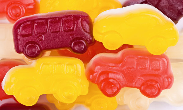Fruit candy multi-colored cars, a background