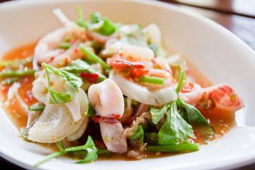 Spicy octopus thai food