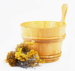 Obraz premium Wooden sauna bucket