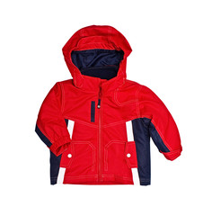Bright children's red jacket on white
