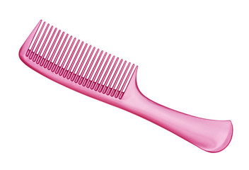Bright pink hair brush isolated on white