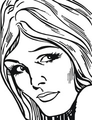 Ilustracion del rostro de una bella mujer