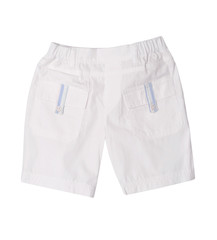 Light children's trousers with blue strips on the white