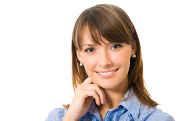 Fototapeta premium Portrait of happy smiling business woman, isolated on white