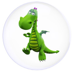 Obraz premium green dino baby dragon bubble