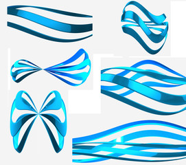isolated blue 3D ribbons on white