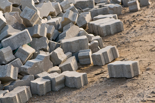 Verbundsteinpflaster, Baustelle, Verlegearbeiten