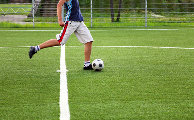 Soccer player kicking