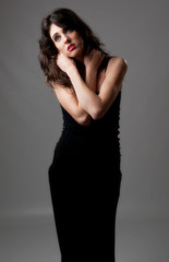 Naklejka premium Stylish young woman in black