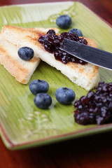 Blueberry jam toasts