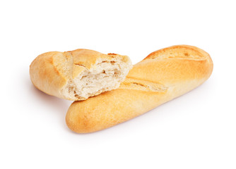 Fresh white rolls closeup isolated on white.
