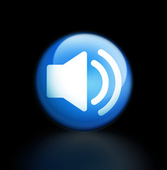 sound lautsprecher musik on air button glossy blue
