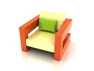 Modern armchair isolated on white background. 3d render.