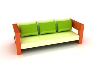 3D sofa on white background