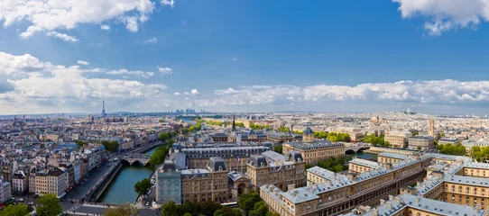 Zelfklevend Fotobehang Het uitzicht vanaf de Notre Dame in de skyline van Parijs. © Nightman1965