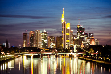 The view on Frankfurt skyline at night