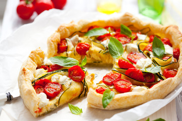 quiche with tomato and zucchini