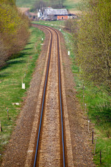 Fototapeta na wymiar Aerial view of a railroad track