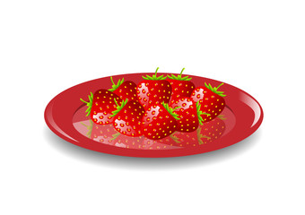 Strawberries on red plate
