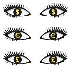 Eyes with currency icons