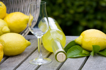 A bottle with limoncello