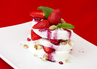 slices of ice cream with strawberry
