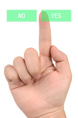 finger pressing button