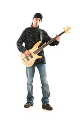 Guitar player isolated on the white background