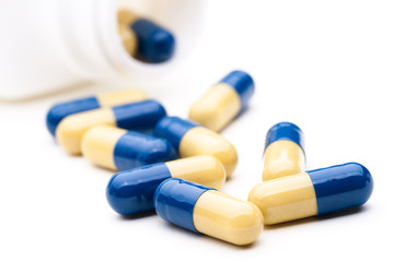 yellow and blue capsules