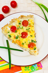 Potato quiche with cherry tomato and pepper