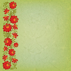 abstract grunge background with floral ornament