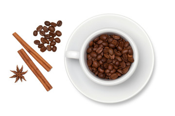 Coffee cup with beans