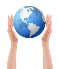 conceptual image of a big globe on hands