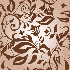 Classic floral seamless light brown background.