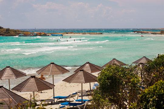 Umbrellas on the beach in Cyprus