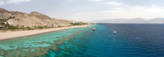 Panorama coastline of Red sea from coral reef