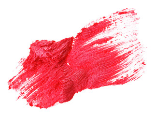 Red lipstick stroke (sample), isolated on white