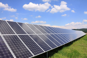 Solar Power Station in the green spring Nature
