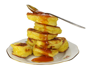 Pancakes on the plate.