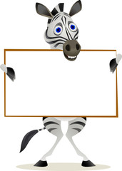 zebra cartoon and blank sign