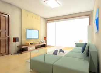 a modern living room design (interiors)