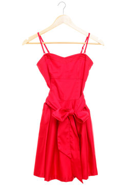 Red Dress On Hanger Isolated