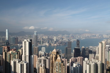 Fototapeta premium Hong Kong panorama from famous The Peak