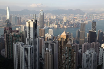 Fototapeta na wymiar Hong Kong panorama from famous The Peak