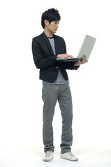 Laptop asian young man
