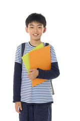 Little asian boy ready for school
